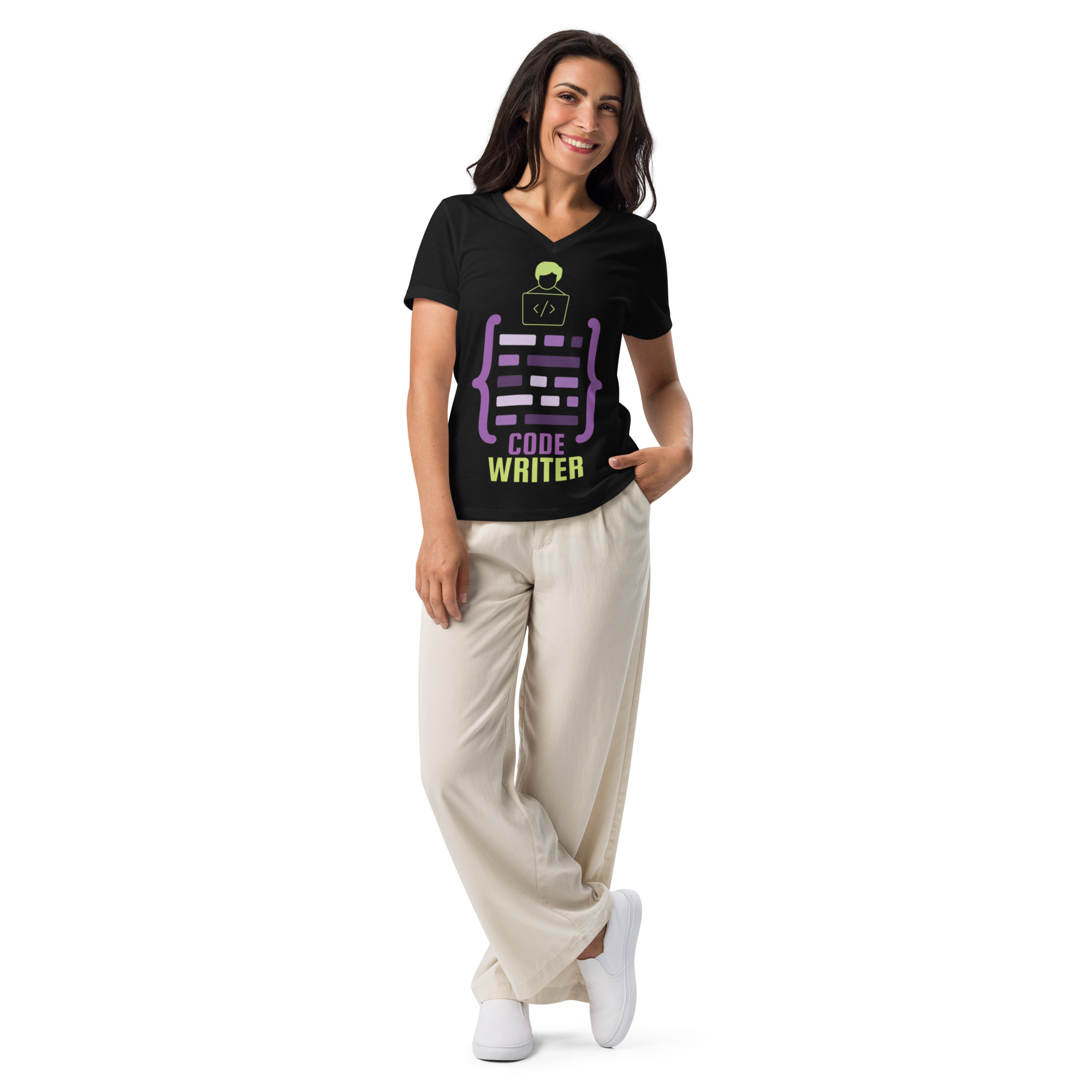 Camiseta suelta mujer cuello v - Image 3